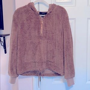 Rose Gold Forever 21 Half-Zip Hoodie Jacket